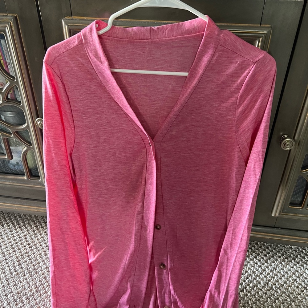 Long Lightweight Pink Cardigan